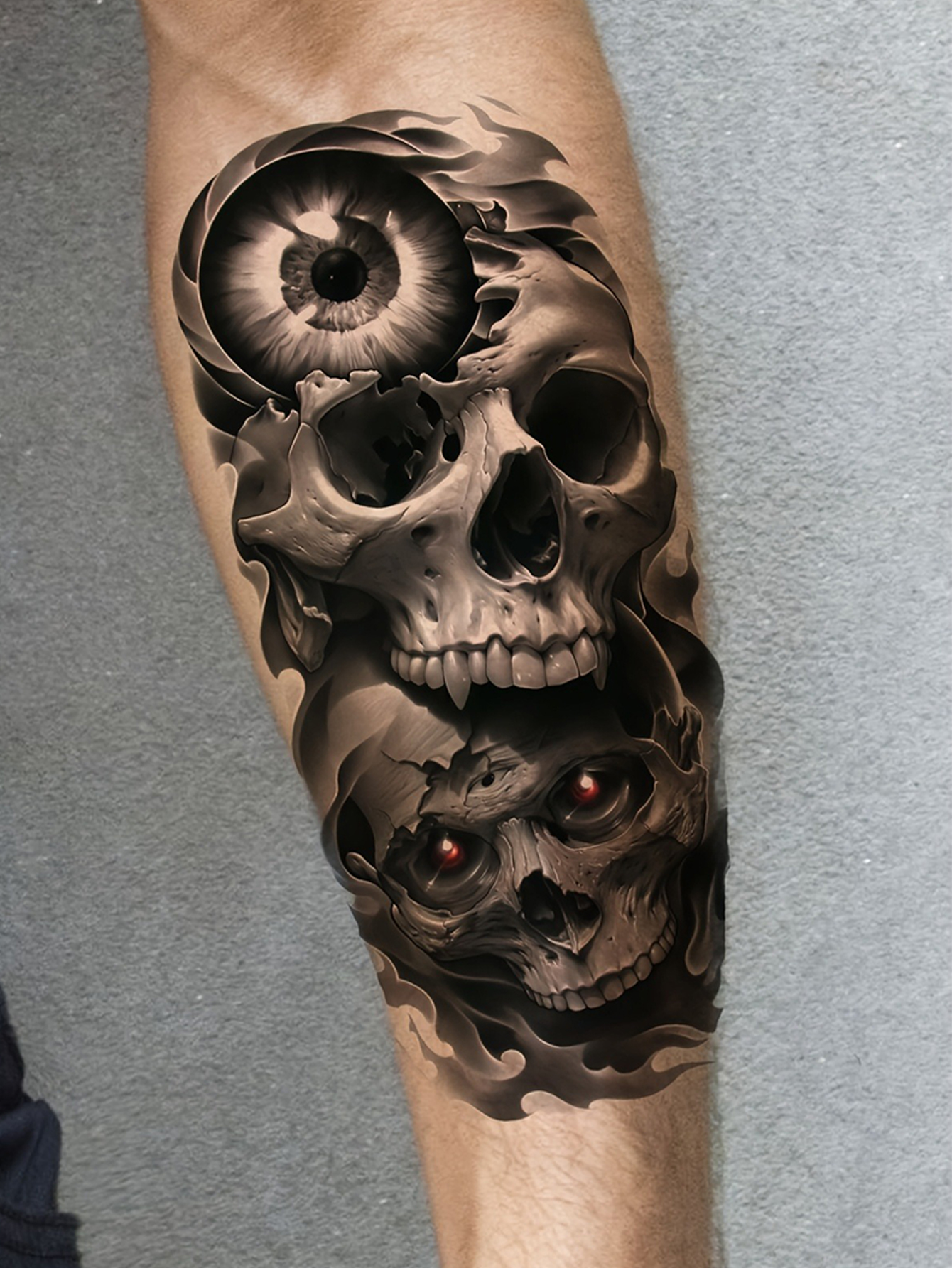 3D Horror Skull Temporary Tattoo